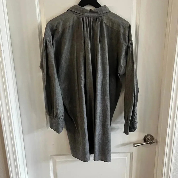B79 Bess Nielsen Hand Woven Cotton Button Up Dress Size Large Color Grey - Picture 5 of 5
